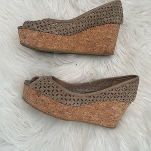 Jimmy Choo cork wedge suede shoes